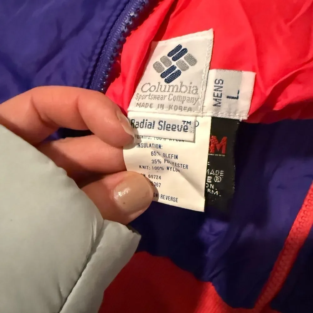 VINTAGE 1991 COLUMBIA NEON REVERSIBLE THINSULATE JACKET